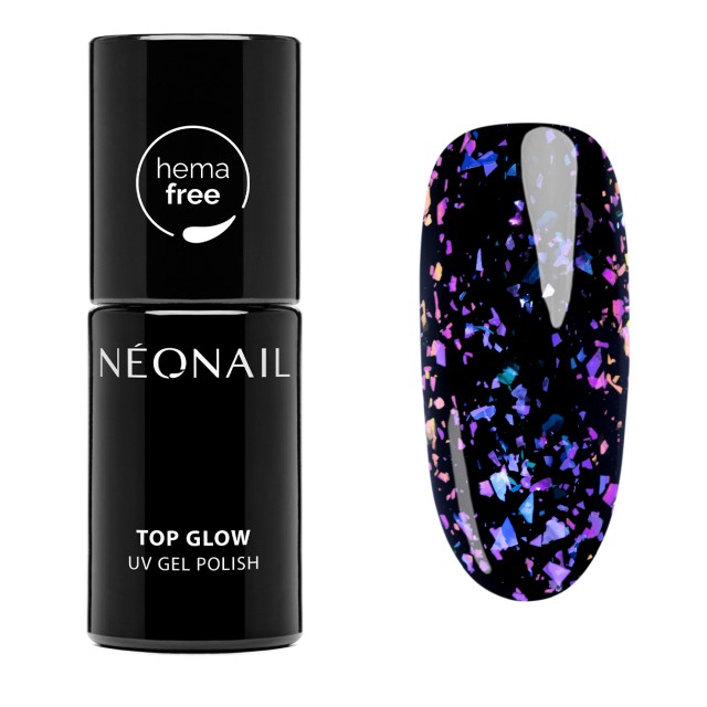 UV NAIL GEL POLISH - Top Glow Violet Aurora Flakes